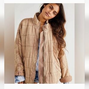 Free People Beige Dolman Quilted Puffer Jacket Oversized | Medium